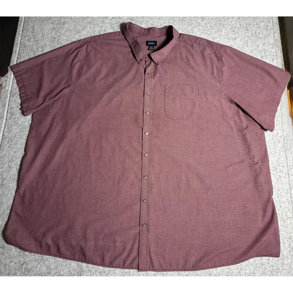 Harbor Bay Shirt Mens 6XL Red Check Short Sleeve Button Up Big & Tall Casual